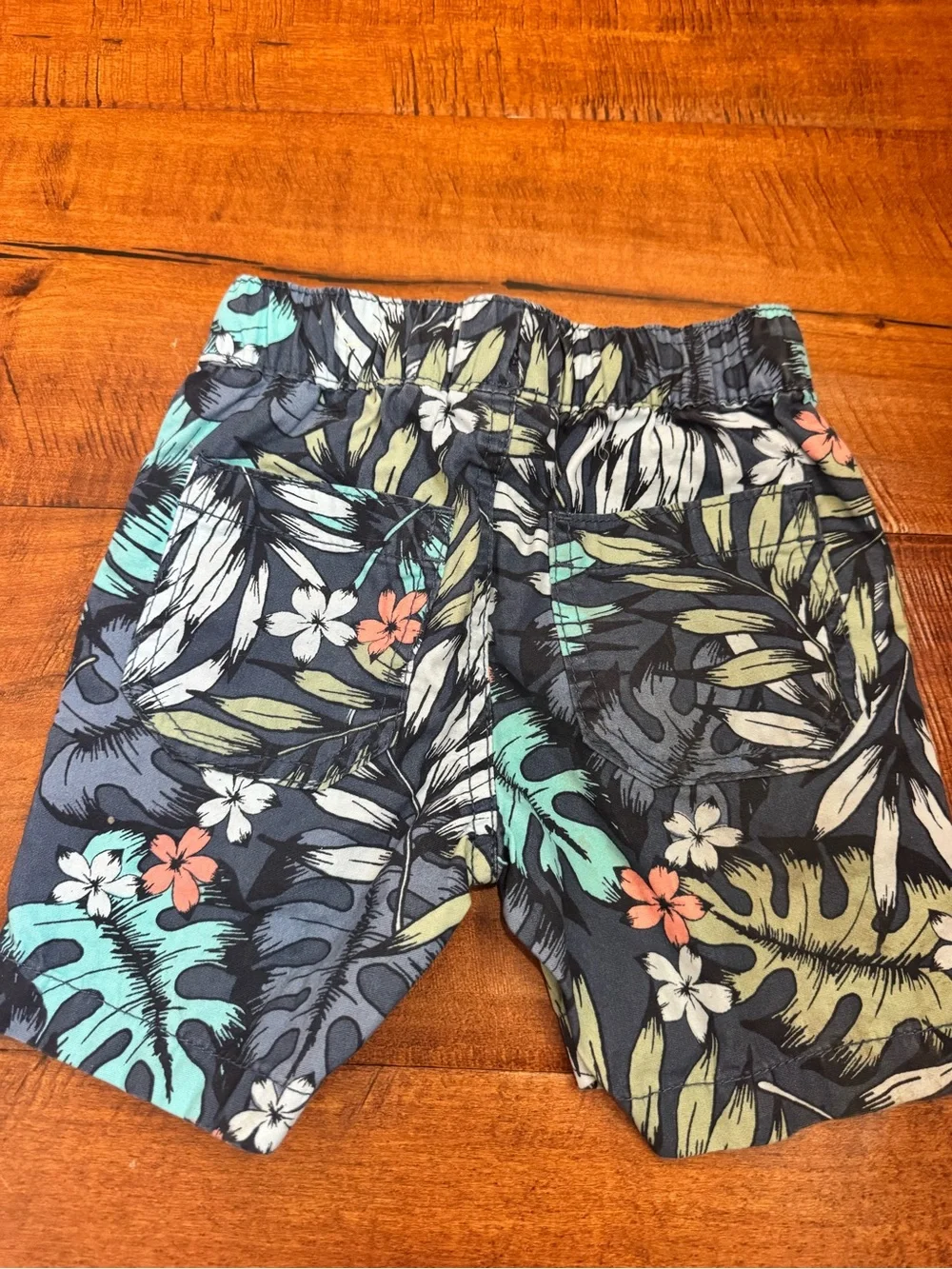 The Children's Place Navy Tropical Print Shorts with Coral & Mint Accents